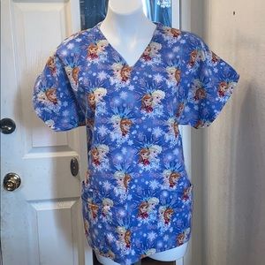 Disney Elsa and Ana scrub top